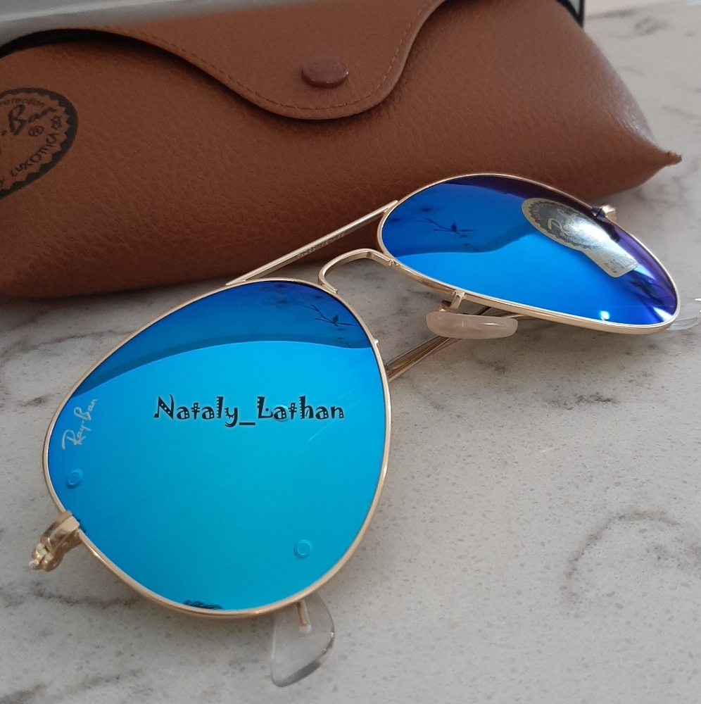 Ray Ban (Store Display) Aviator Blue Mirror Lens RB3025 - Picture 5 of 12